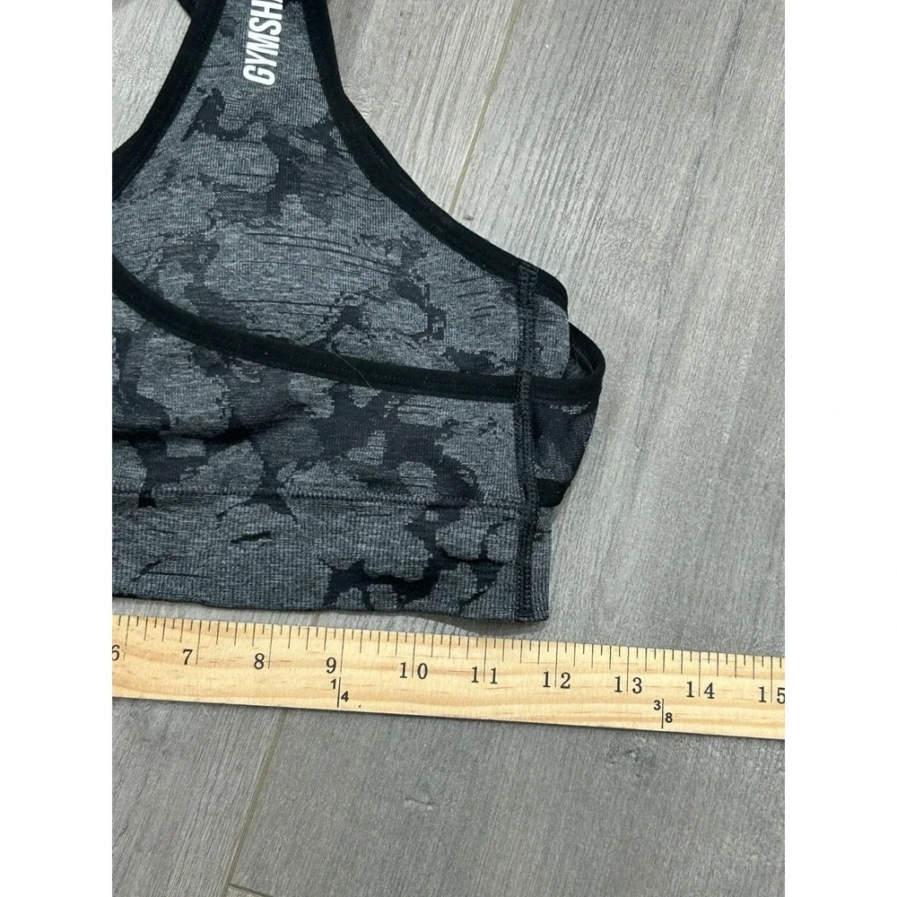 Gymshark Sports Bra Womens S? Black Gray Camo Strappy Back Medium Support‎ Gym